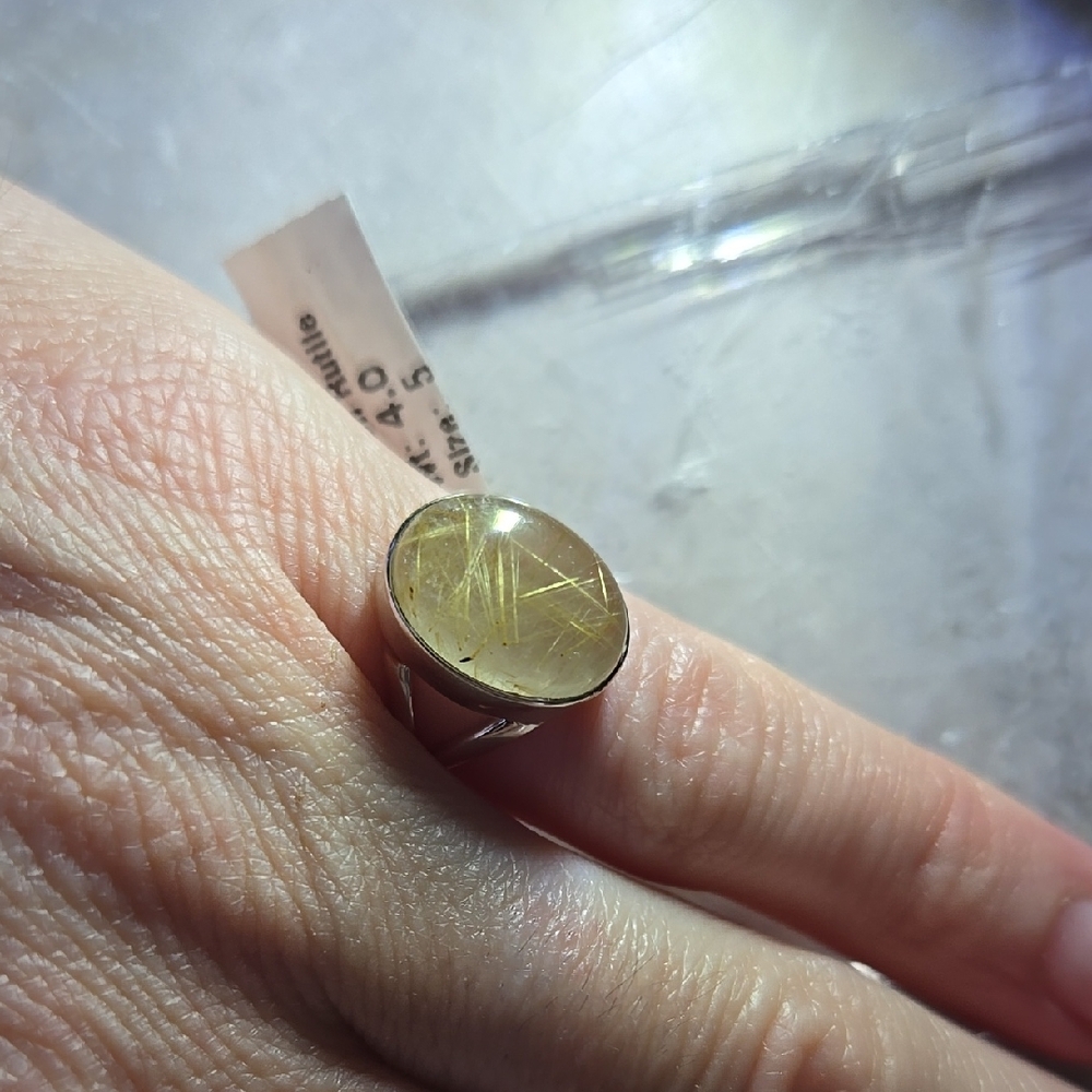 Golden Rutilated Quartz Sterling Silver Ring